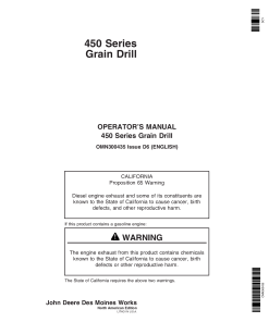 John Deere 450 Grain Drills North American Edition 000001 720100 OMN300435 Operation and Maintenance manual PDF Download