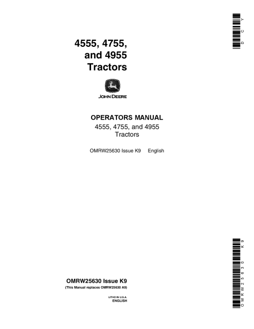 John Deere 4555 4755 4955 Tractors OMRW25630 Operation and Maintenance manual PDF Download