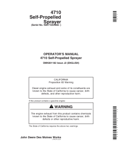 John Deere 4710 Self Propelled Sprayer 004001 OMN301182 Operation and Maintenance manual PDF Download