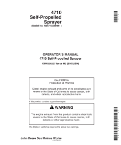 John Deere 4710 Self Propelled Sprayer 006001 OMN300207 Operation and Maintenance manual PDF Download