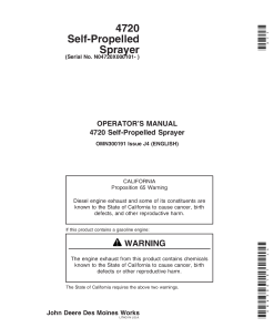 John Deere 4720 Self Propelled Sprayer 000101 OMN300191 Operation and Maintenance manual PDF Download