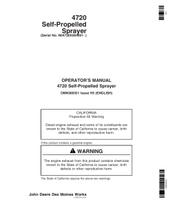 John Deere 4720 Self Propelled Sprayer 004001 OMN300351 Operation and Maintenance manual PDF Download