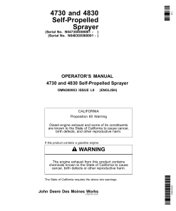 John Deere 4730 4830 Self Propelled Sprayer Export Edition 008001 013000 OMN300953 Operation and Maintenance manual PDF Download