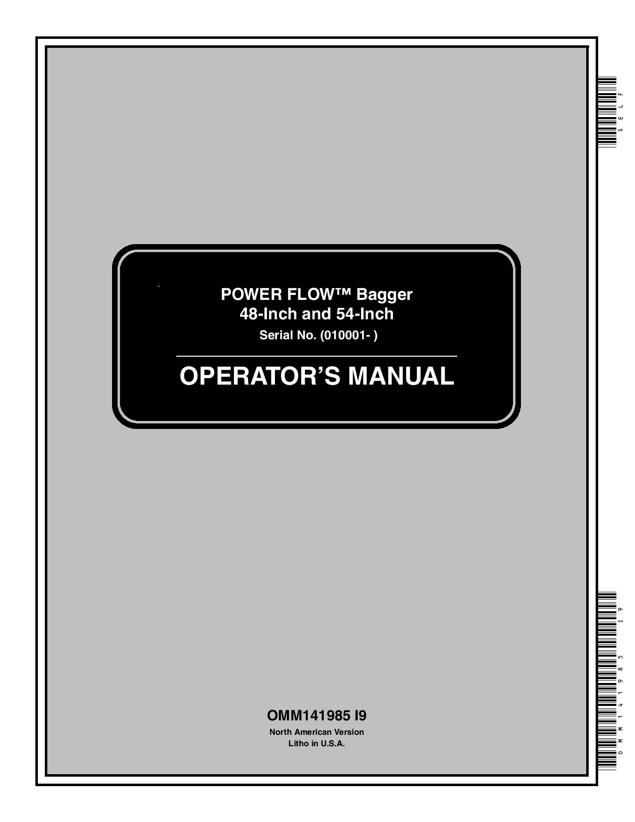 John Deere 48 54 Inch Power Flow Bagger 010001 OMM141985 Operation and Maintenance manual PDF Download