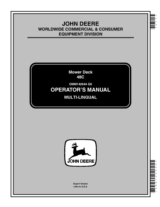 John Deere 48C Mower Deck OMM142644 Operation and Maintenance manual PDF Download