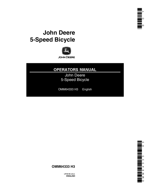 John Deere 5 Speed Bicycle OMM64333 Operation and Maintenance manual PDF Download