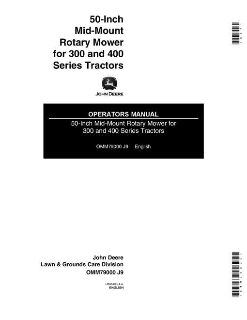 John Deere 50 Inch Mid Mount Rotary Mower OMM79000 Operation and Maintenance manual PDF Download
