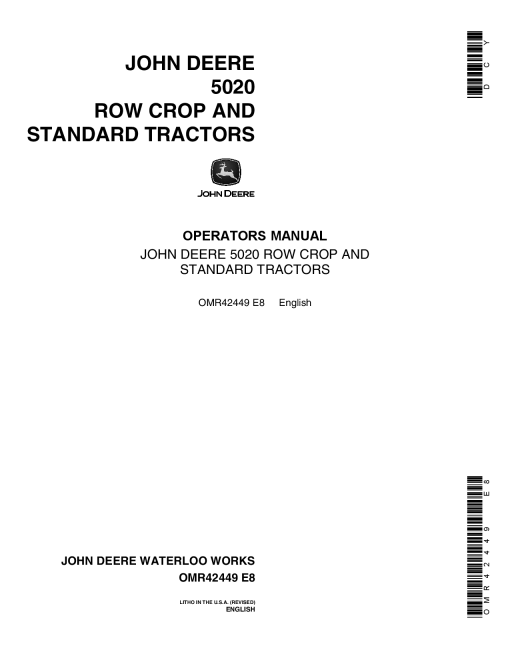 John Deere 5020 Row Crop Tractor OMR42449 Operation and Maintenance manual PDF Download