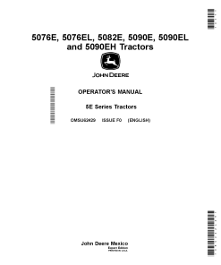 John Deere 50765E 5076EL 5082E 5090E 5090EL and 5090EH Tractors MY2020 OMSU62429 Operation and Maintenance manual PDF Download