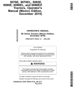 John Deere 5076E 5076EL 5082E 5090E 5090EL and 5090EH Tractors OMSU30479 Operation and Maintenance manual PDF Download