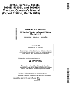 John Deere 5076E 5076EL 5082E 5090E 5090EL and 5090EH Tractors OMSU30481 Operation and Maintenance manual PDF Download