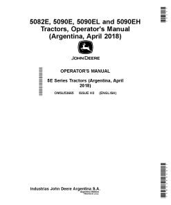 John Deere 5082E 5090B 5090EL and 5090EH Tractors Argentina Edition April 2018 OMSU53665 Operation and Maintenance manual PDF Download