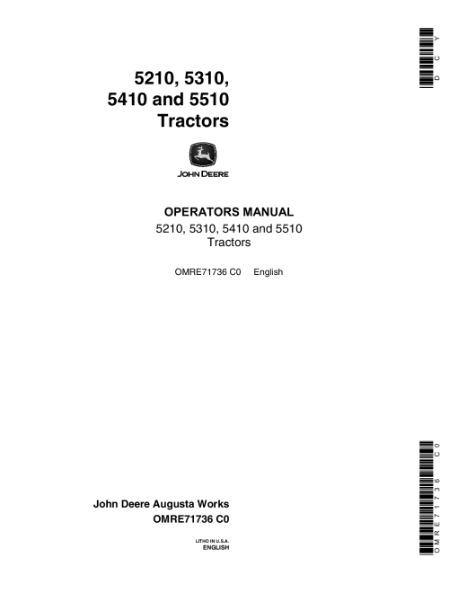 John Deere 5210 5310 5410 5510 Tractors OMRE71736 Operation and Maintenance manual PDF Download