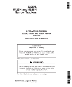 John Deere 5325N 5425N 5525N Narrow Tractors OMRE224589 Operation and Maintenance manual PDF Download