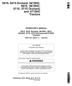 John Deere 5415 5415H 5414HC 5615 5615HC 5715 5715H 5715HC Tractors OMP71924 Operation and Maintenance manual PDF Download