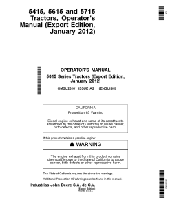 John Deere 5415 5615 and 5715 Tractors Export OMSU23161 Operation and Maintenance manual PDF Download