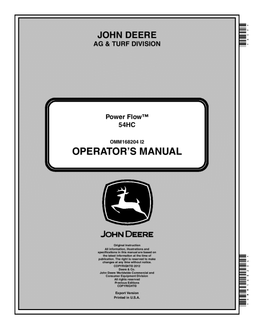 John Deere 54HC PowerFlow OMM168204 Operation and Maintenance manual PDF Download