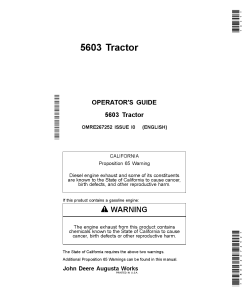 John Deere 5603 Tractor OMRE267252 Operation and Maintenance manual PDF Download