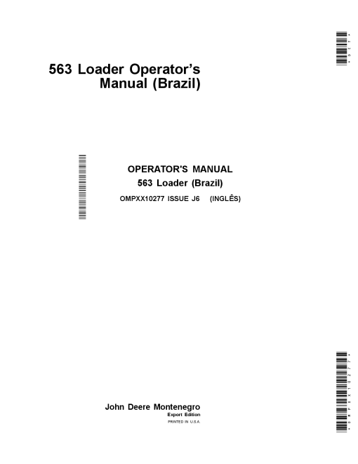 John Deere 563 Loader OMPXX10277 Operation and Maintenance manual PDF Download