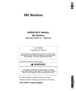 John Deere 595 Backhoes OMSJ10027 Operation and Maintenance manual PDF Download