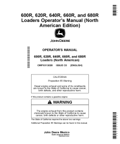 John Deere 600R 620R 640R 660R and 680R Loaders OMPXX13028 Operation and Maintenance manual PDF Download