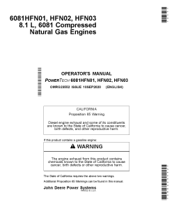 John Deere 6081HFN01 6068HFN02 6081HFN03 8.1 L 6081 Compressed Natural Gas Engines OMRG23552 Operation and Maintenance manual PDF Download