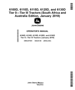 John Deere 6100B 6110D 6115D 6125B 6130B Tier 0 Tier III Tractors South Africa Australia Edition OMSU57091 Operation and Maintenance manual PDF Download