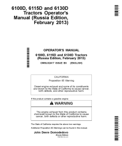 John Deere 6100D 6115D and 6130D Tractors Russian Edition OMSU32417 Operation and Maintenance manual PDF Download