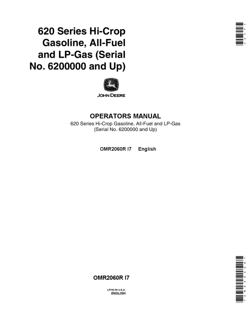 John Deere 620 Utility Hi CropTractor OMR2060R Operation and Maintenance manual PDF Download