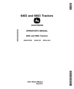 John Deere 6403 6603 Tractors OMSU57092 Operation and Maintenance manual PDF Download