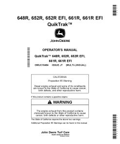 John Deere 648R 652R 652R EFI 661R 661R EFI QuikTrak Mowers OMUC16484 Operation and Maintenance manual PDF Download