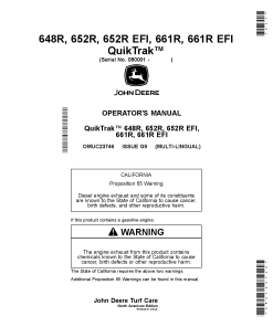 John Deere 648R 652R 652R EFI 661R and 661R EFI QuikTrak Mowers OMUC23746 Operation and Maintenance manual PDF Download