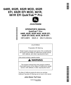 John Deere 648R 652R 652R MOD 652R EFI 652R EFI MOD 661R 661R EFI QuikTrak Pro Mowers North American Edition 035001 040000 OMTCU38872 Operation and Maintenance manual PDF Download
