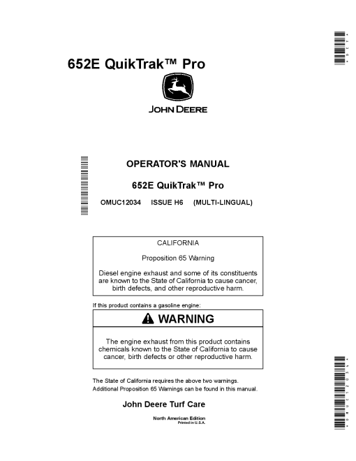 John Deere 652E QUikTrak Pro North American Edition OMUC12034 Operation and Maintenance manual PDF Download