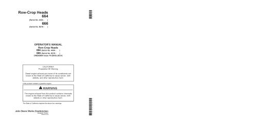 John Deere 664 666 Row Crop Headers OMZ92804 Operation and Maintenance manual PDF Download
