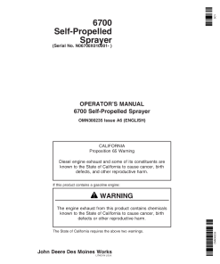 John Deere 6700 Self Propelled Sprayer 010001 018000 OMN300235 Operation and Maintenance manual PDF Download