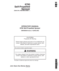 John Deere 6700 Self Propelled Sprayer 018001 022000 OMN300638 Operation and Maintenance manual PDF Download