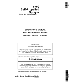 John Deere 6700 Self Propelled Sprayer 022001 OMN319591 Operation and Maintenance manual PDF Download