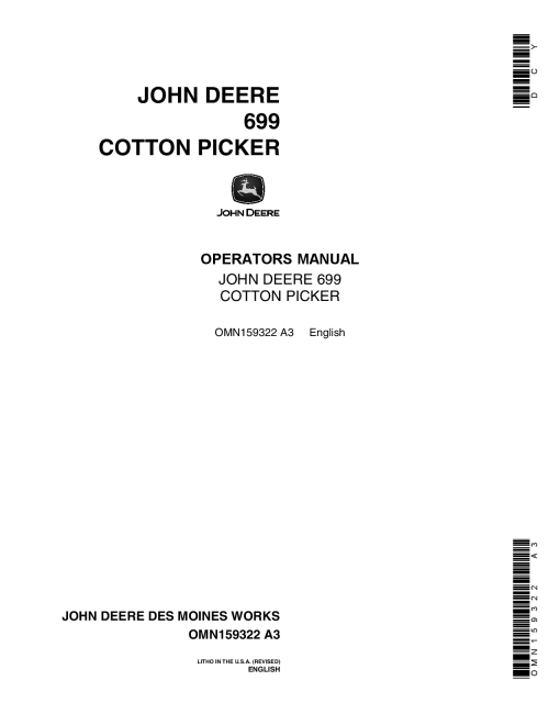 John Deere 699 Cotton Picker OMN159322 Operation and Maintenance manual PDF Download