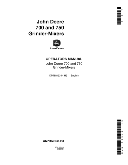 John Deere 700 750 Grinder Mixers OMN159344 Operation and Maintenance manual PDF Download