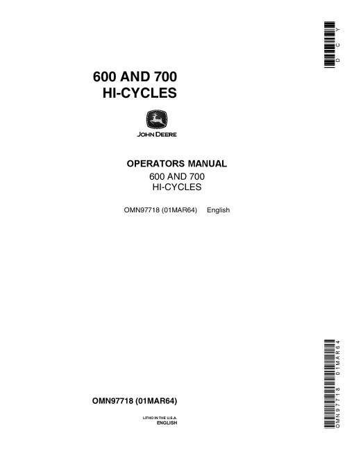 John Deere 700 Hi Cycle OMN97718 Operation and Maintenance manual PDF Download