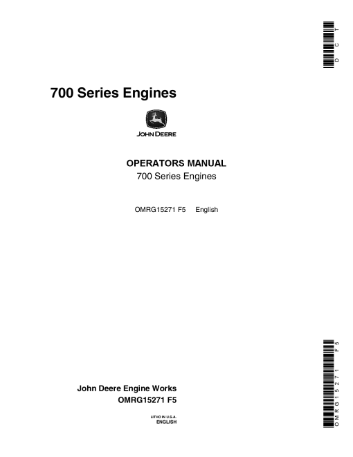 John Deere 700 Series Engines 8955TF and 8955AF Models OMRG15271 Operation and Maintenance manual PDF Download