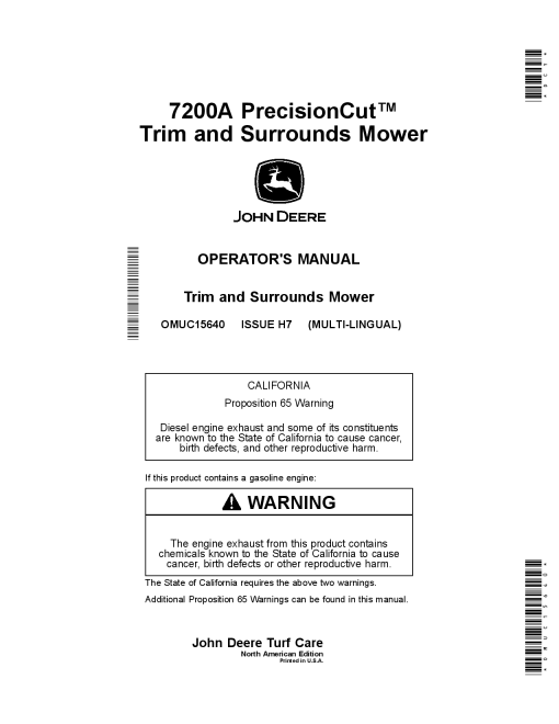 John Deere 7200A PrecisionCut Trim and Surrounds Mower OMUC15640 Operation and Maintenance manual PDF Download