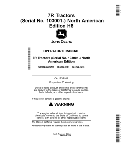 John Deere 7210R 7230R 7250R 7270R 7290R 7310R Tractors OMRE592218 Operation and Maintenance manual PDF Download