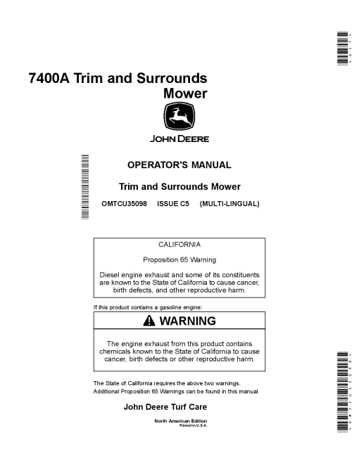 John Deere 7400A Trim 7400A Surrounds Mower OMTCU35098 Operation and Maintenance manual PDF Download