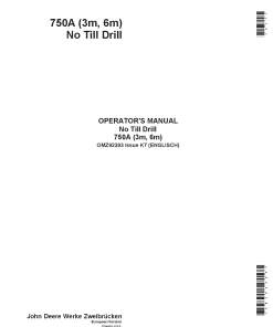 John Deere 750 Grain Drills OMZ92393 Operation and Maintenance manual PDF Download