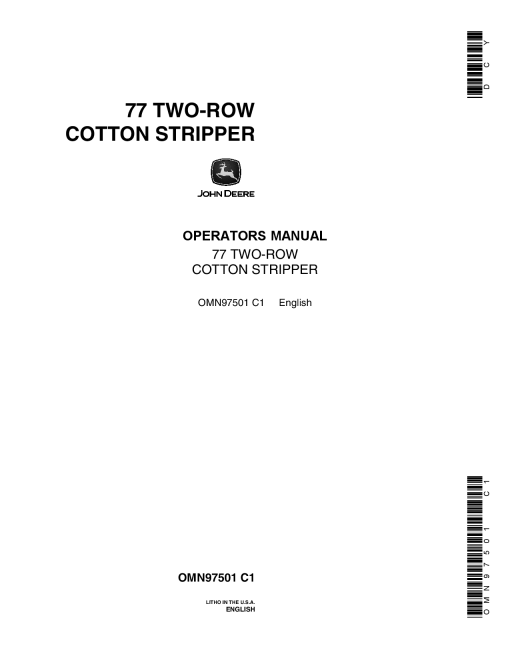 John Deere 77 Cotton Stripper OMN97501 Operation and Maintenance manual PDF Download
