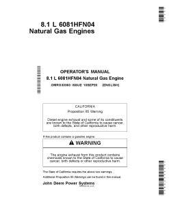 John Deere 8.1L 6081HFN04 Natural Gas Engines OMRG33363 Operation and Maintenance manual PDF Download