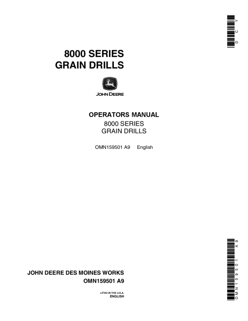 John Deere 8000 Series Grain Drills North American Edition 000000 025000 OMN159501 Operation and Maintenance manual PDF Download