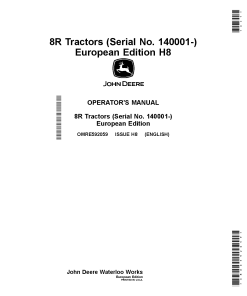 John Deere 8245R 8270R 8295R 8320R 8345R 8370R 8400R Tractors OMRE592059 Operation and Maintenance manual PDF Download